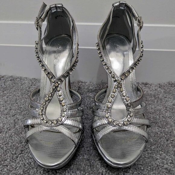 Silver Aldo Rhinestone Heels (size 6) - Picture 4 of 5